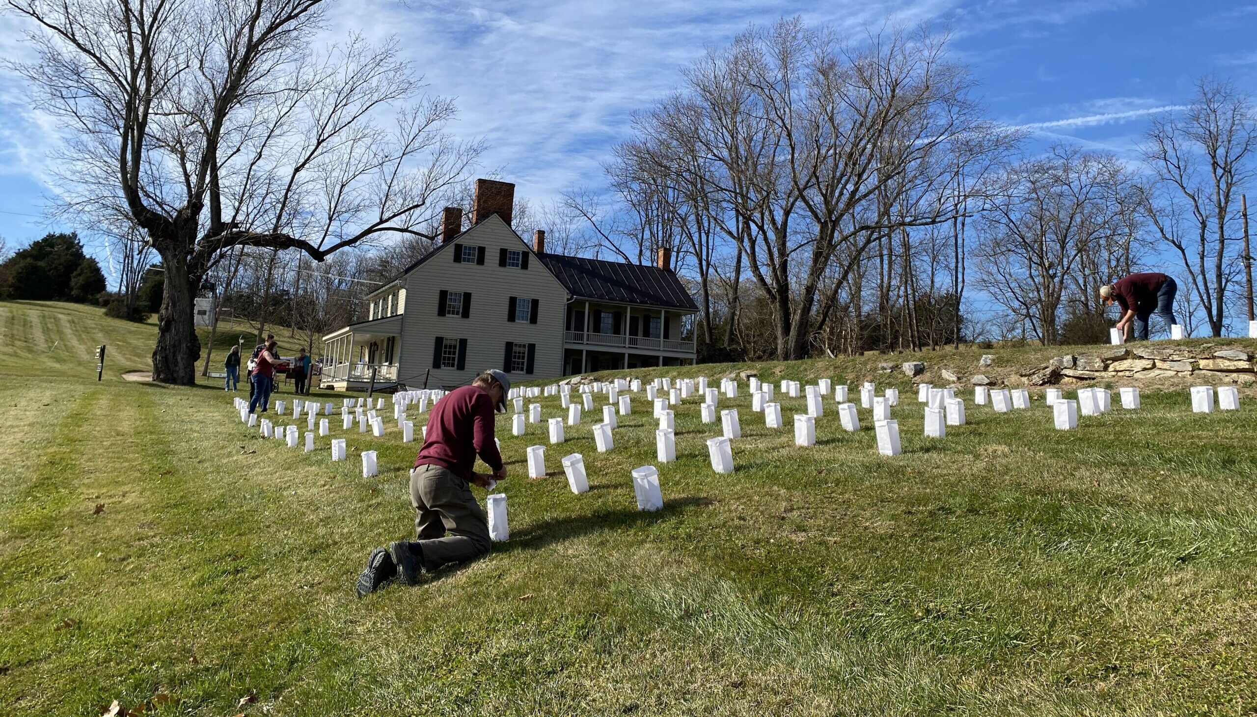 Photograph of Memorial Illumination prep at Antietam National Battlefield