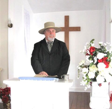 Photo of Kirk Callison Preaching in Rocky Springs Chapel