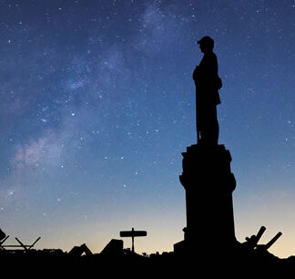 Statue of Soldier at Night