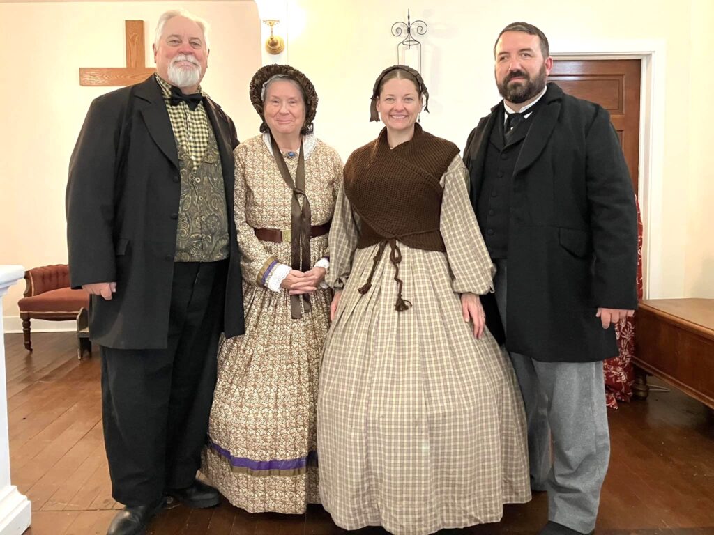 Photo of Preacher Bobby Rogers and wife and left-Preacher Kirk Callison and Wife in Rocky Springs Chapel