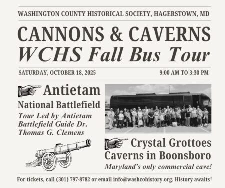 Flyer for "Cannons and Caverns" WCHS Bus Tour