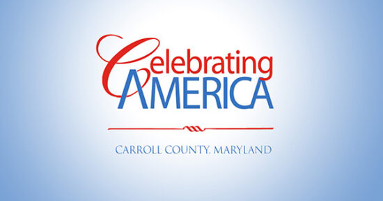 Celebrating America logo on a blue background