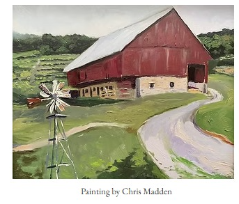 Painting of a barn by Chris Madden