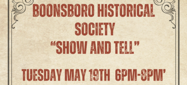 Flyer for Boonsboro Historical Society "Show and Tell"