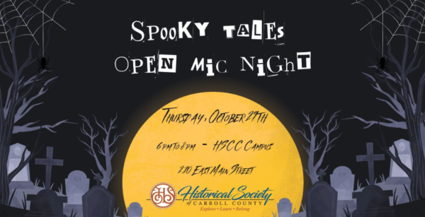 Flyer for Spooky Tales Open Mic Night